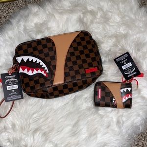 Sprayground Shark Toiletry Bag and Wallet Bundle